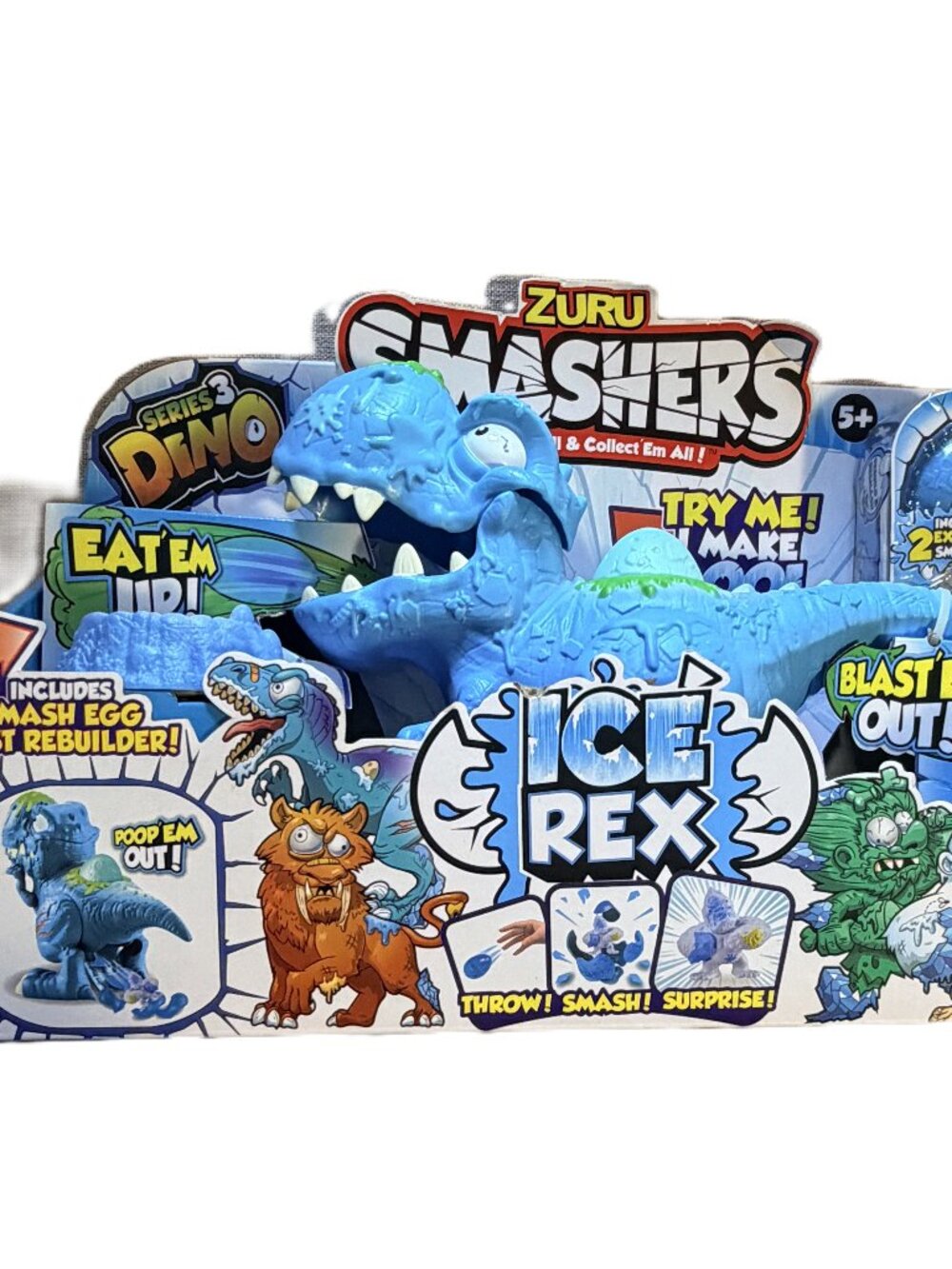 Smashers Dino Ice Age Ice Rex Playset Series 3 T-Rex Toy Set by ZURU New